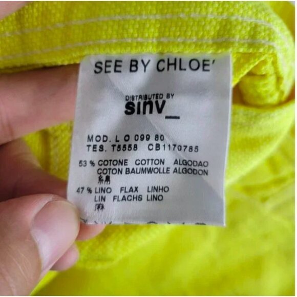 See By Chloe Women Yellow Midrise Tweed Woven Pocket Shorts Size 2 - Picture 7 of 7